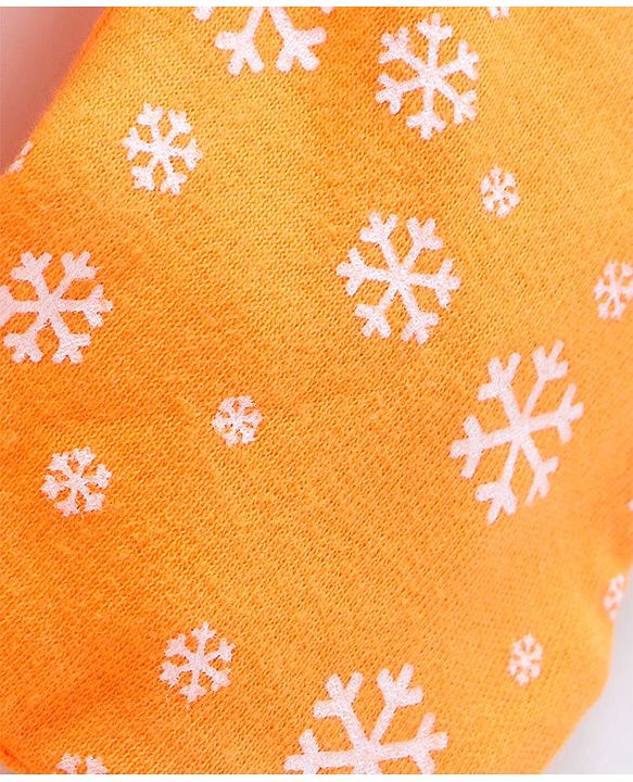Babyhug 100% Cotton Mittens & Booties Set Ice Frost Print - Orange