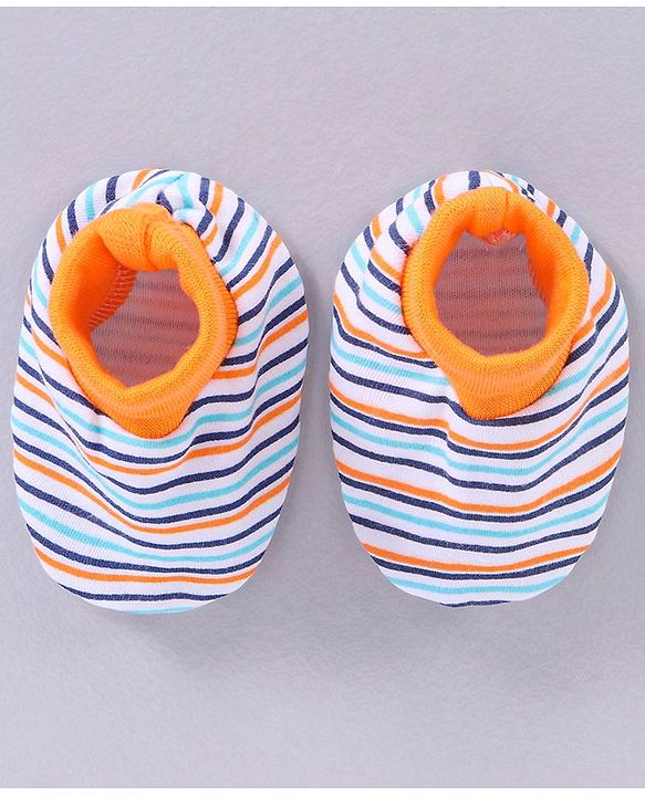 Babyhug 100% Cotton Striped Mittens & Booties - Multicolor
