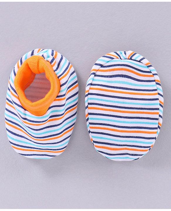 Babyhug 100% Cotton Striped Mittens & Booties - Multicolor