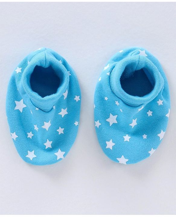 Babyhug 100% Cotton Mittens & Booties Set Star Print - Blue