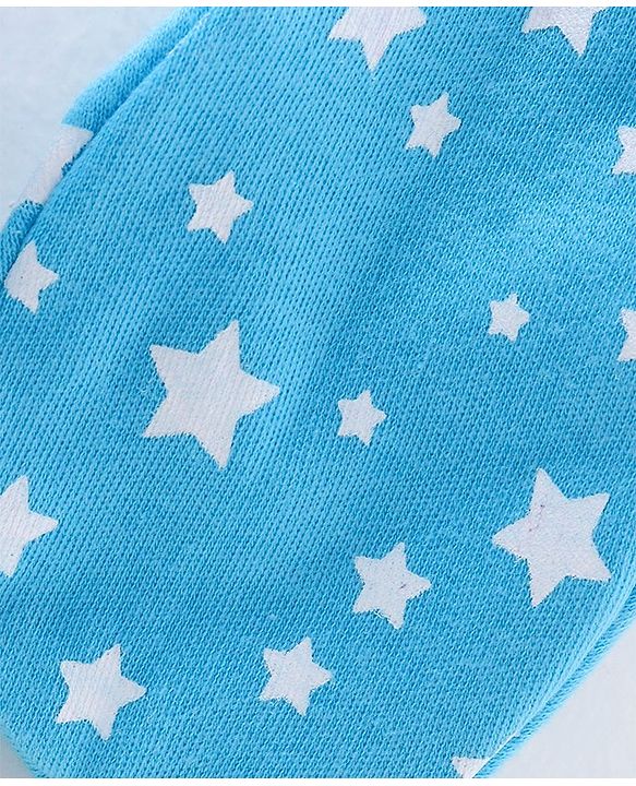 Babyhug 100% Cotton Mittens & Booties Set Star Print - Blue