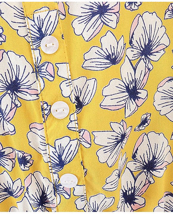 Pine Kids Floral Print Cordinated Woven Set - Yellow