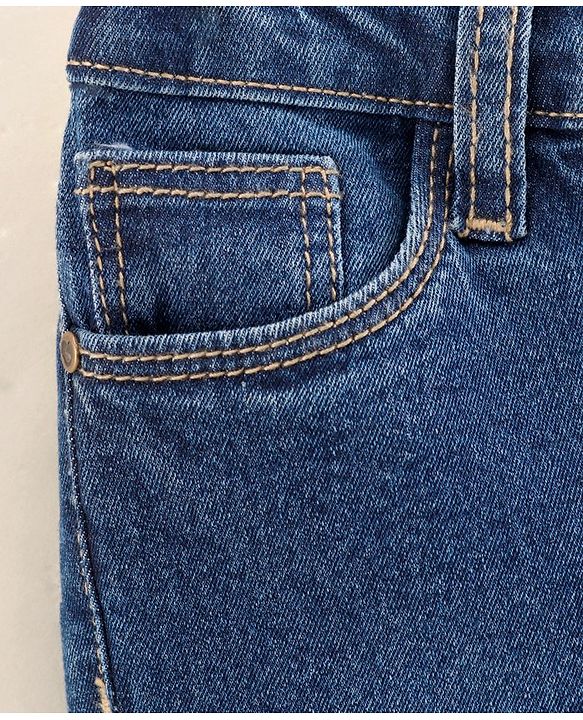 Babyhug Full Length Washed Denim Jeans with Stretch - Dark Blue