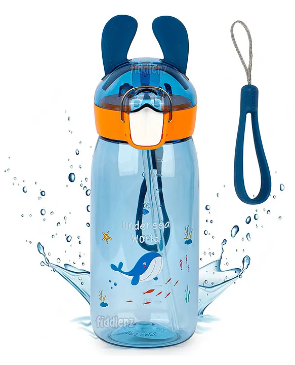 FIDDLERZ Cute Water Bottle Cute Leak Proof Push Button - Blue 550