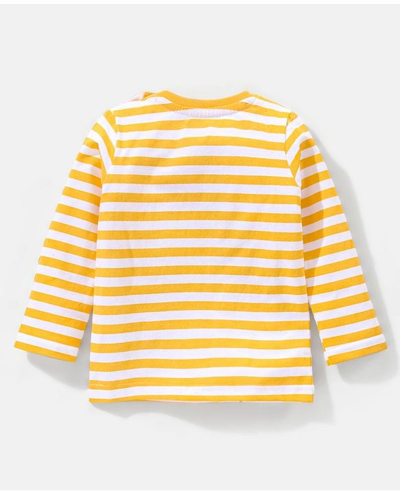 Babyhug 100% Cotton Full Sleeves Tee & Teddy Print Dungaree - Green & Yellow