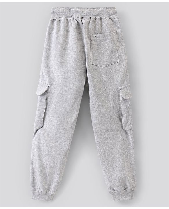 Pine Kids Knit Full Sleeves T Shirt & Lounge Pant Text Print - Orange Grey Melange