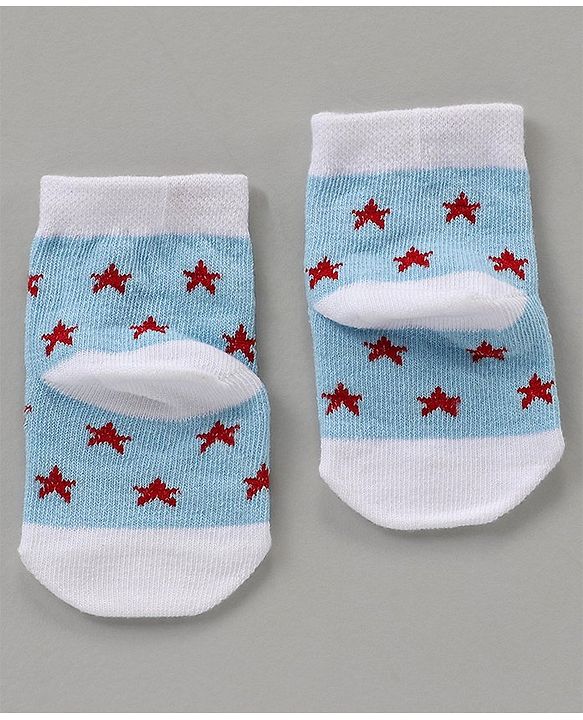 Cute Walk by Babyhug Ankle Length Antibacterial Socks Star & Clouds Print Pack Of 3 - Multicolor