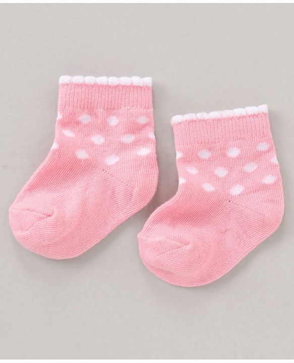 Cute Walk by Babyhug Anti Bacterial Ankle Length Non Terry Socks Flower Print Pack of 5 Pair - Pink