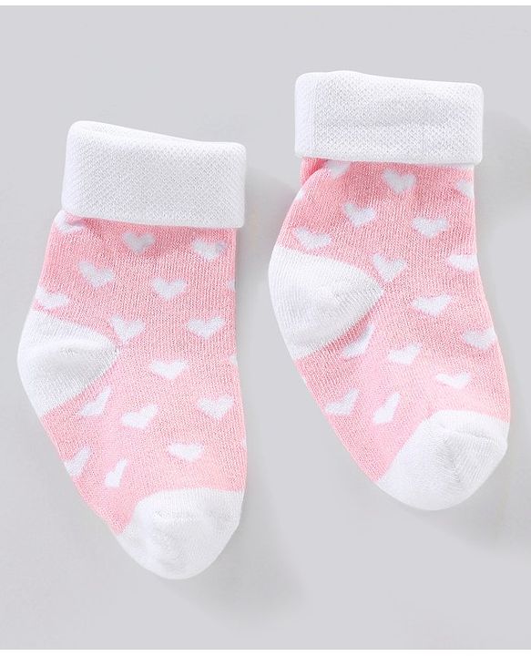 Cute Walk by Babyhug Cotton Anti Bacterial Ankle Length Socks Non Terry Stripes & Polka Dot Design Pack of 3 - Pink