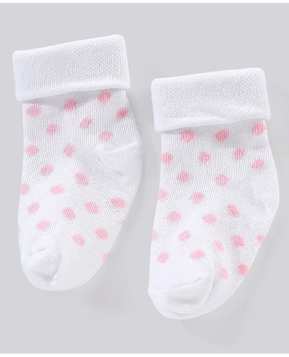 Cute Walk by Babyhug Cotton Anti Bacterial Ankle Length Socks Non Terry Stripes & Polka Dot Design Pack of 3 - Pink