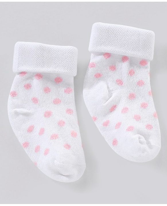 Cute Walk by Babyhug Cotton Anti Bacterial Ankle Length Socks Non Terry Stripes & Polka Dot Design Pack of 3 - Pink