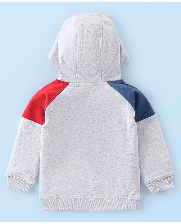 Babyhug Full Sleeves Winter Wear Hooded T-Shirt Text Print - White Melange