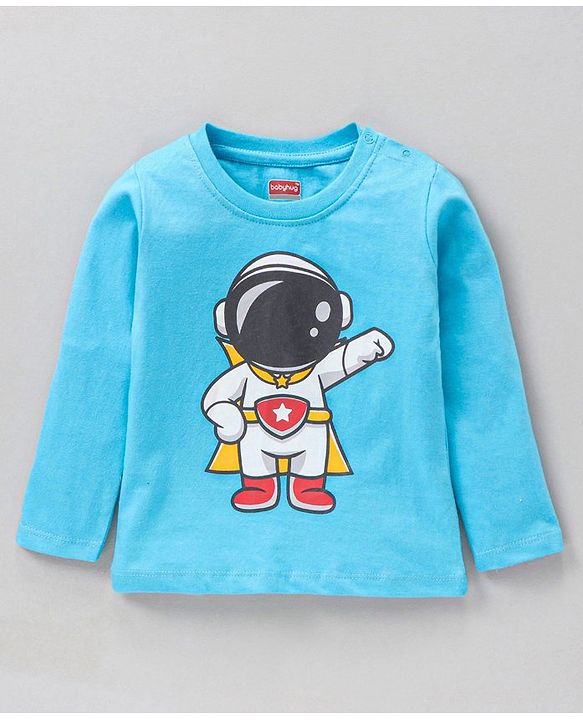Babyhug Full Sleeves Cotton Striped and Text Printed T-shirts Pack of 3 - Blue Yellow