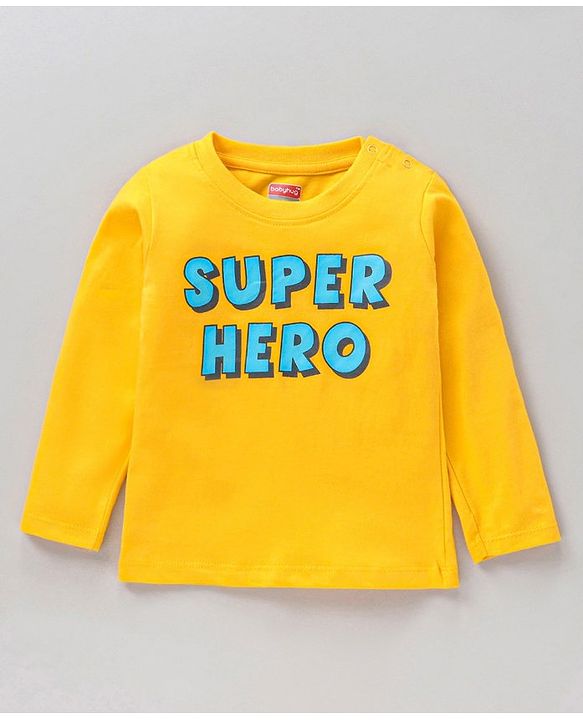 Babyhug Full Sleeves Cotton Striped and Text Printed T-shirts Pack of 3 - Blue Yellow