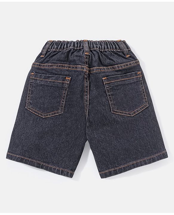 Babyhug Washed Knee Length Denim Bermuda - Dark Grey