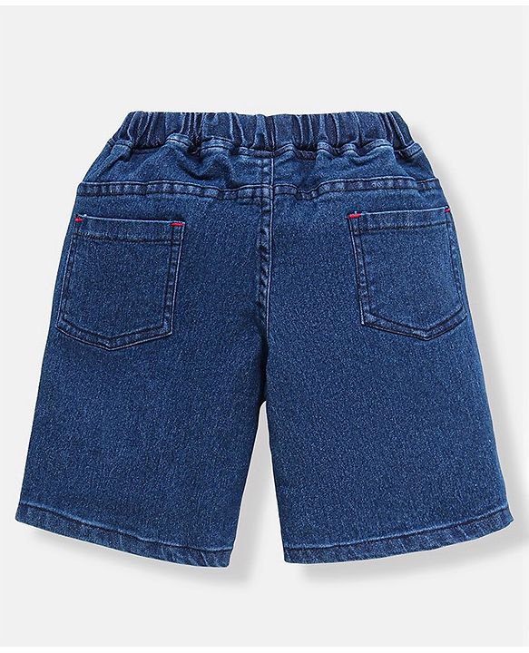 Babyhug Cotton Spandex Above Knee Length Washed Denim Bermuda - Dark Blue