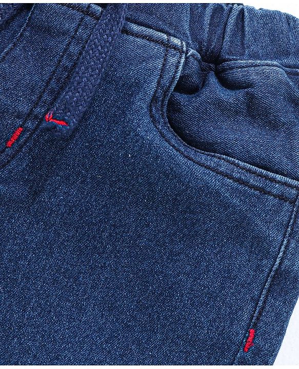 Babyhug Cotton Spandex Above Knee Length Washed Denim Bermuda - Dark Blue