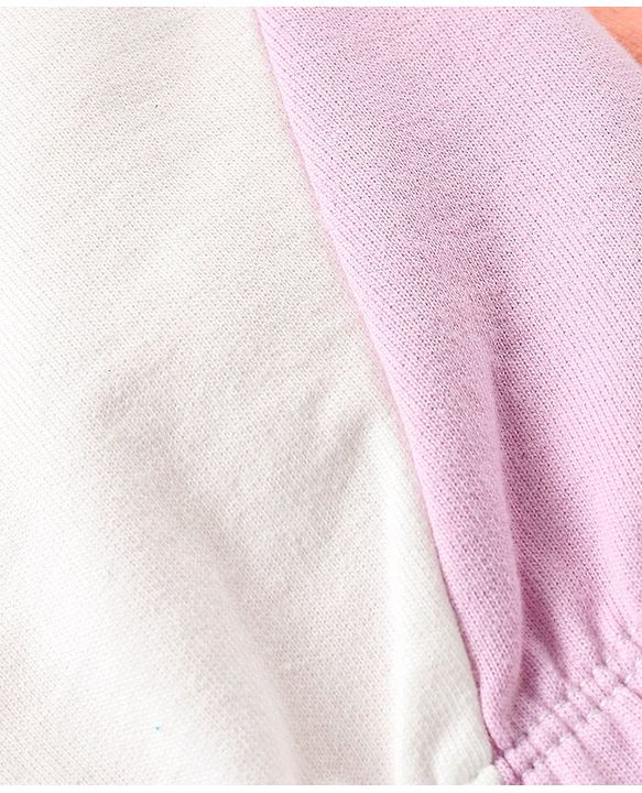 Babyhug 100% Cotton T-Shirt And Lounge Pant Text Print - White Peach Lilac
