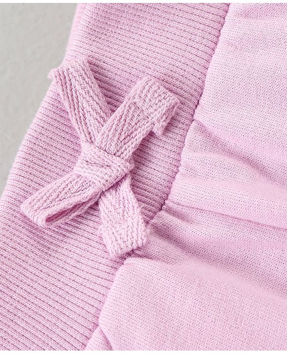 Babyhug 100% Cotton T-Shirt And Lounge Pant Text Print - White Peach Lilac