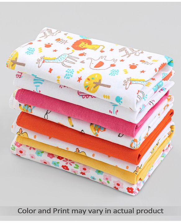 Babyhug 100% Cotton Wash Cloth Pack of 8 - Multicolor