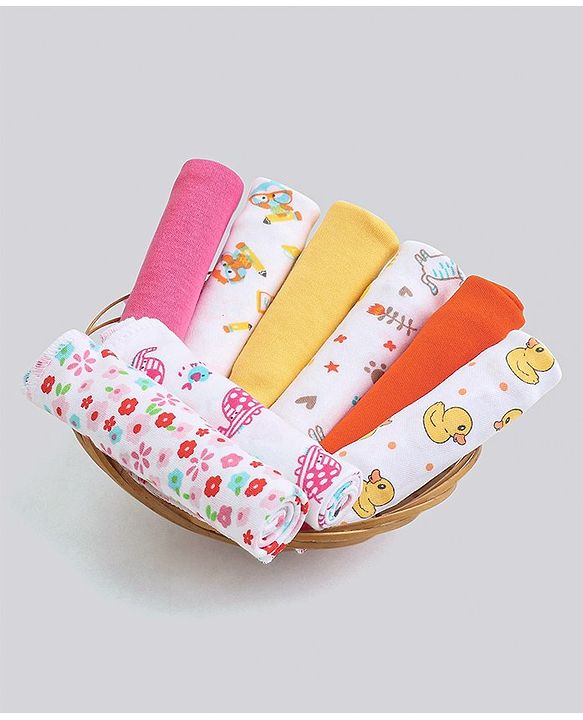 Babyhug 100% Cotton Wash Cloth Pack of 8 - Multicolor