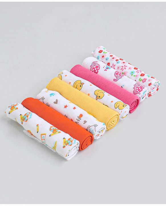 Babyhug 100% Cotton Wash Cloth Pack of 8 - Multicolor
