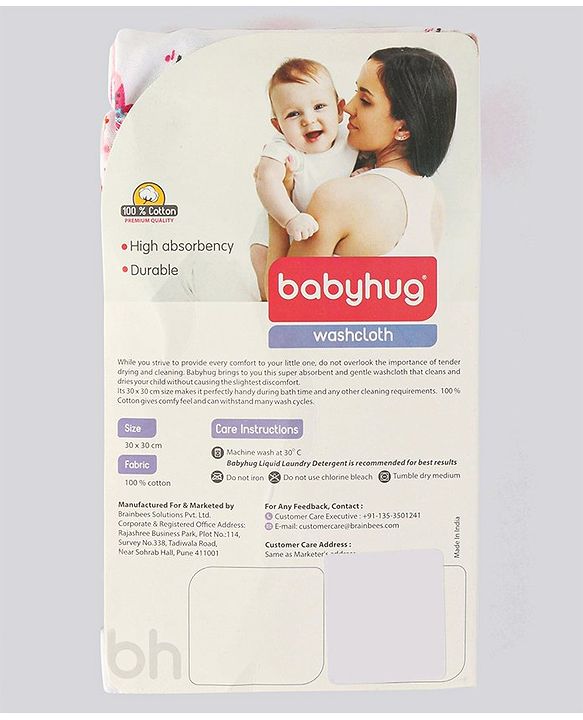 Babyhug 100% Cotton Wash Cloth Pack of 8 - Multicolor