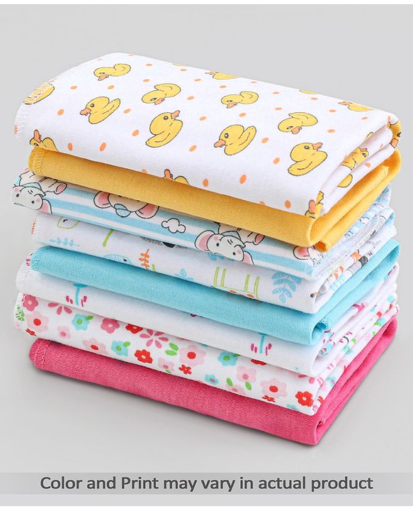 Babyhug 100% Cotton Wash Cloth Pack of 8 - Multicolor