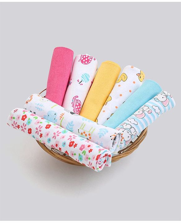 Babyhug 100% Cotton Wash Cloth Pack of 8 - Multicolor
