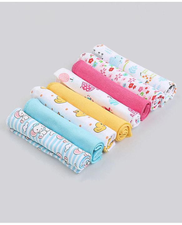 Babyhug 100% Cotton Wash Cloth Pack of 8 - Multicolor