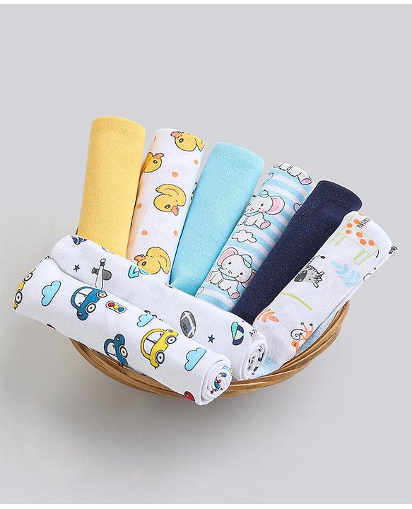 Babyhug 100% Cotton Wash Cloth Pack of 8 - Multicolor