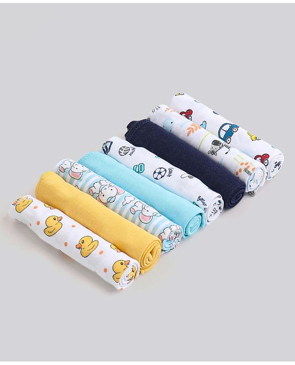 Babyhug 100% Cotton Wash Cloth Pack of 8 - Multicolor