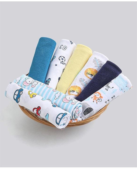 Babyhug 100% Cotton Wash Cloth Pack of 8 - Multicolor