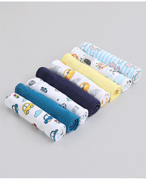 Babyhug 100% Cotton Wash Cloth Pack of 8 - Multicolor