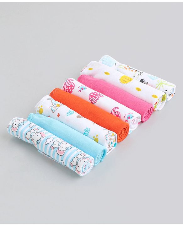 Babyhug 100% Cotton Wash Cloth Pack of 8 - Multicolor