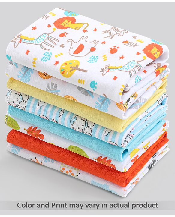 Babyhug 100% Cotton Wash Cloth Pack of 8 - Multicolor