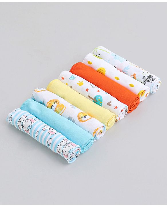 Babyhug 100% Cotton Wash Cloth Pack of 8 - Multicolor