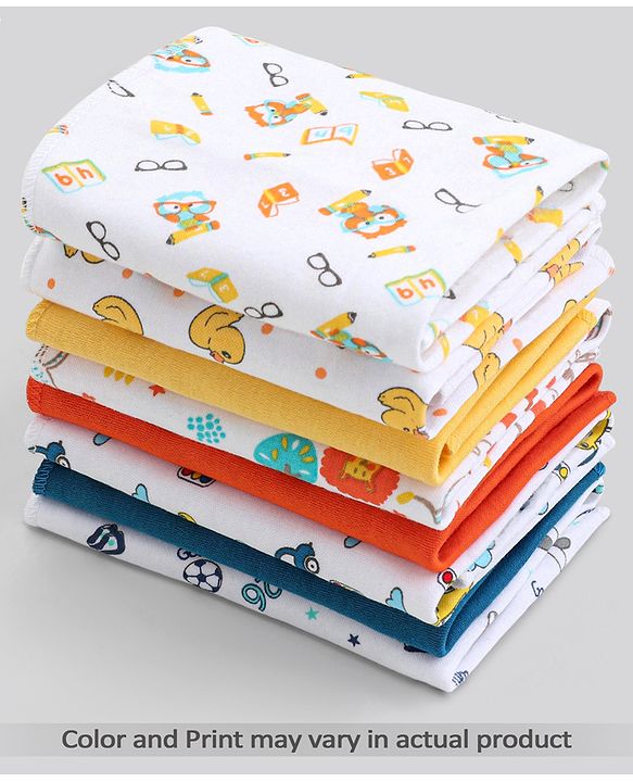 Babyhug 100% Cotton Wash Cloth Pack of 8 - Multicolor