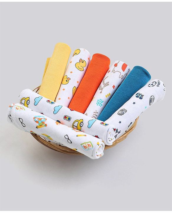 Babyhug 100% Cotton Wash Cloth Pack of 8 - Multicolor