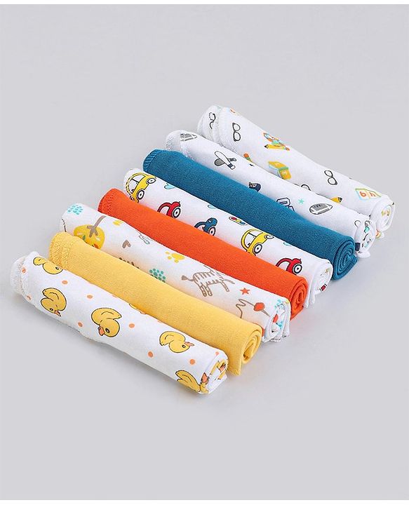 Babyhug 100% Cotton Wash Cloth Pack of 8 - Multicolor