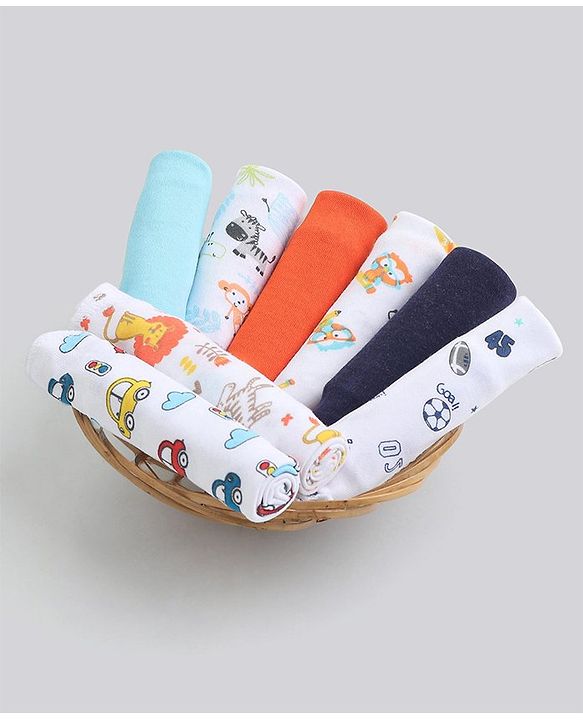 Babyhug 100% Cotton Wash Cloth Pack of 8 - Multicolor
