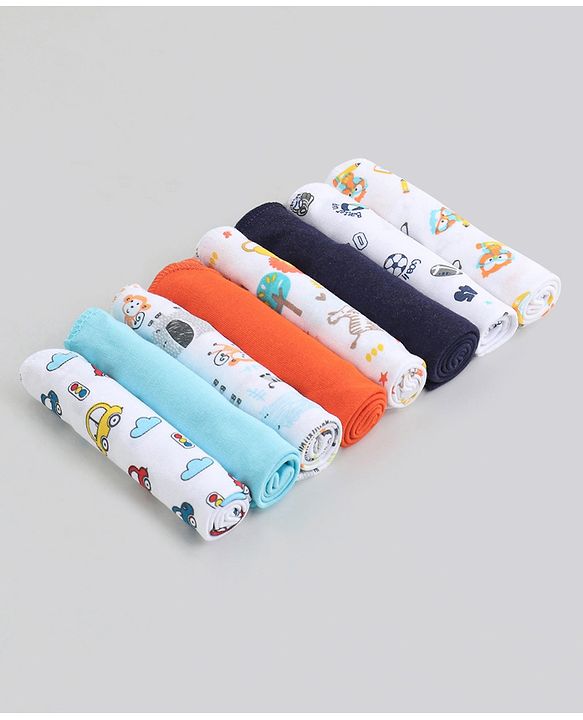 Babyhug 100% Cotton Wash Cloth Pack of 8 - Multicolor