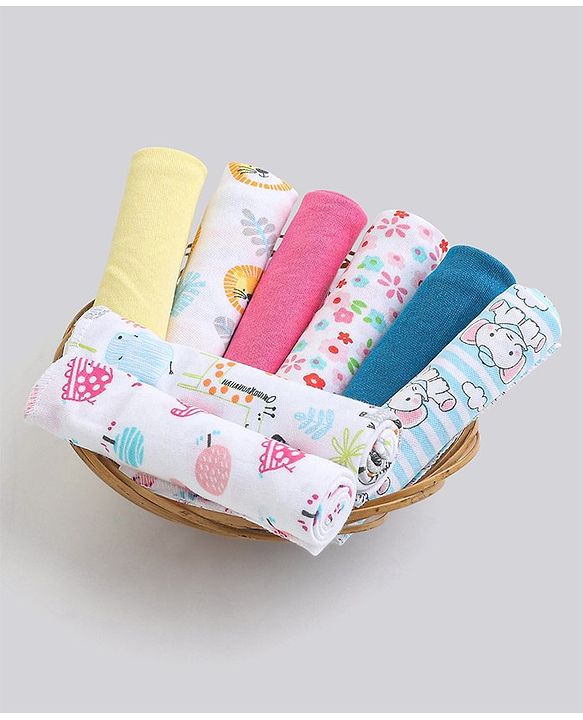Babyhug 100% Cotton Wash Cloth Pack of 8 - Multicolor