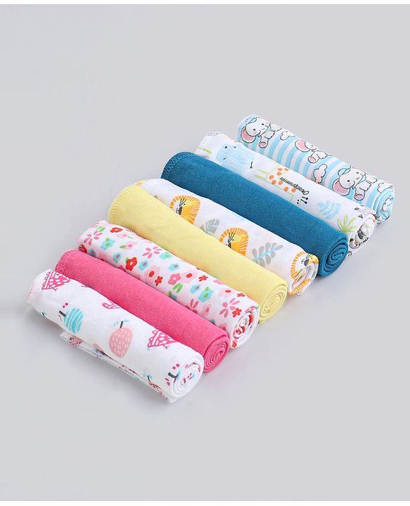 Babyhug 100% Cotton Wash Cloth Pack of 8 - Multicolor