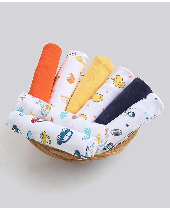 Babyhug 100% Cotton Wash Cloth Pack of 8 - Multicolor