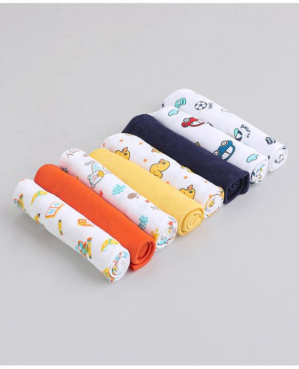 Babyhug 100% Cotton Wash Cloth Pack of 8 - Multicolor