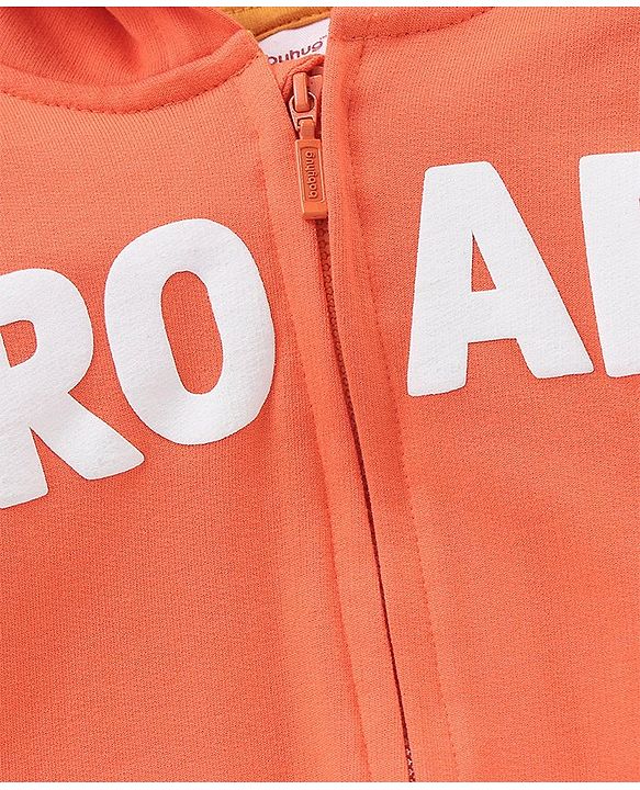 Babyhug Full Sleeves Winter Wear Dino Fin Hooded Sweatshirt - Orange