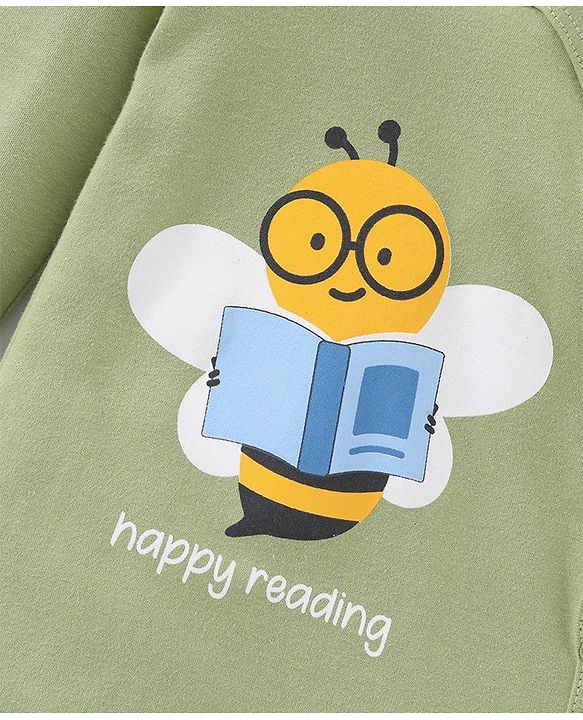 Babyhug Cotton Full Sleeves Sleep Suit Bee Print Pack of 2 - Blue Green