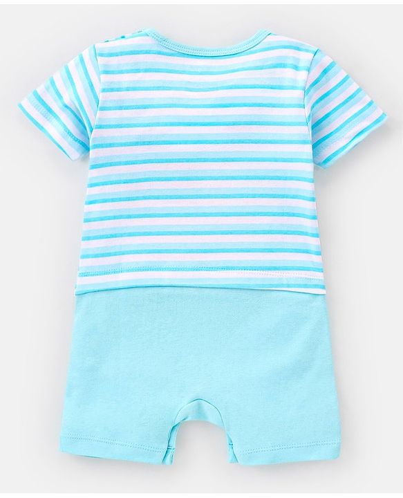 Babyhug 100% Cotton Half Sleeves Romper Winnie The Pooh Print - Blue