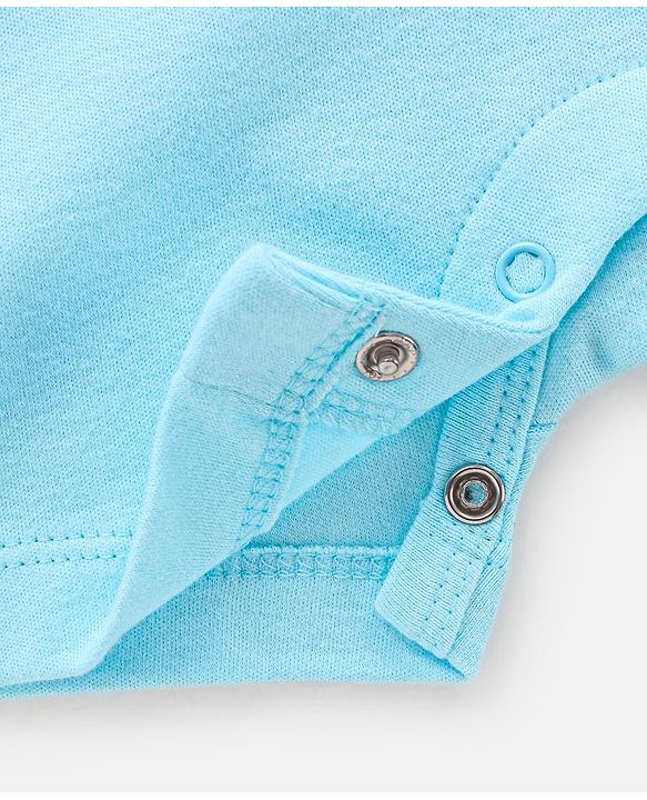 Babyhug 100% Cotton Half Sleeves Romper Winnie The Pooh Print - Blue